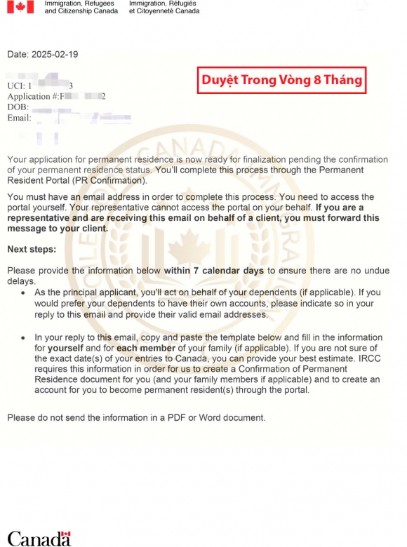 Chúc Mừng Khách Hàng Được Đoàn Tụ Gia Đình Với Thẻ Thường Trú Nhân Canada!
